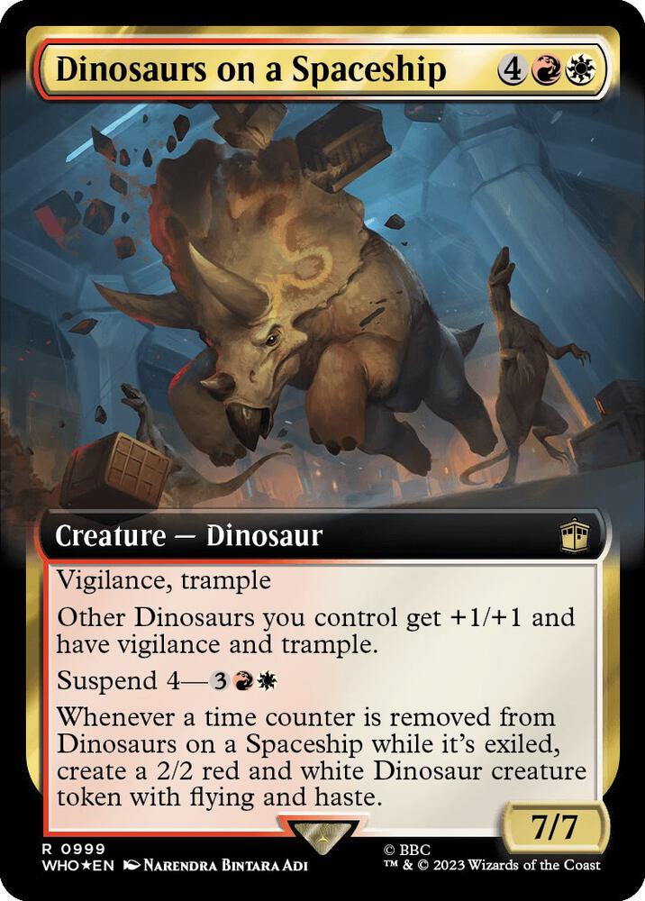 Dinosaurs on a Spaceship (Extended Art) (Surge Foil)(WHO)- Lightly Played