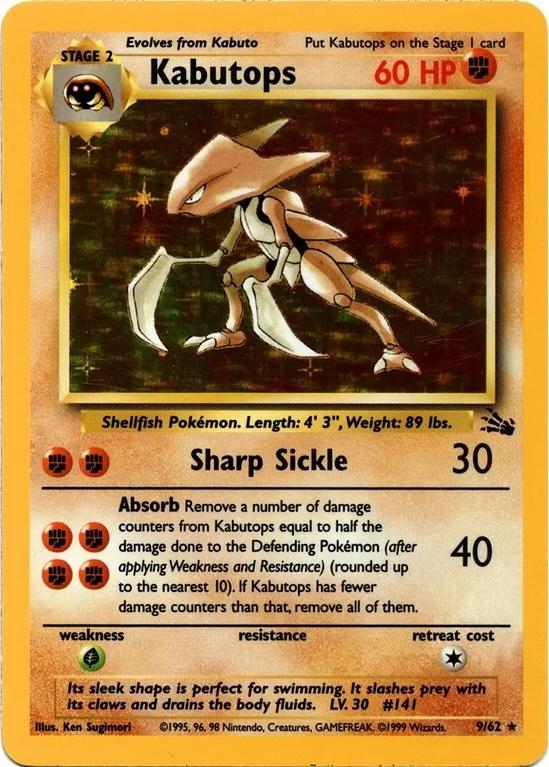 Kabutops FO 9/62 - Moderately Played