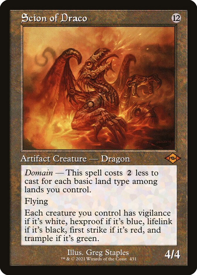 Scion of Draco - Foil Etched Lightly Played
