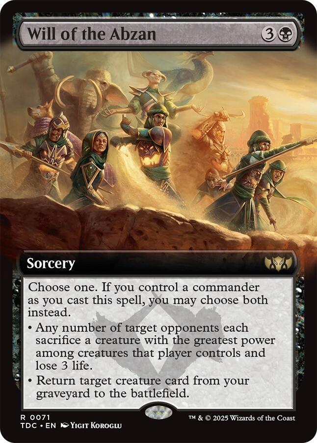 Will of the Abzan Extended Art (TDC)- Lightly Played