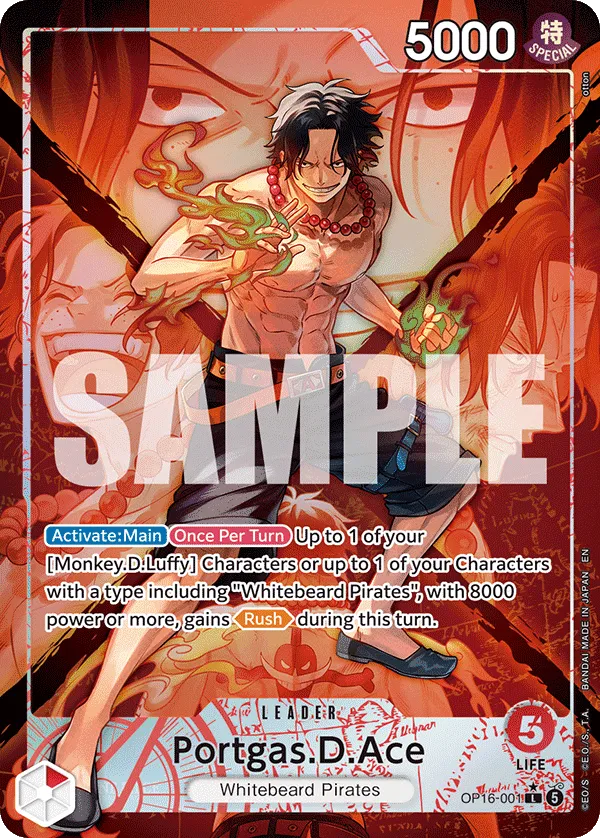 OP16-001 | L | LEADER Portgas.D.Ace (Alternate art)