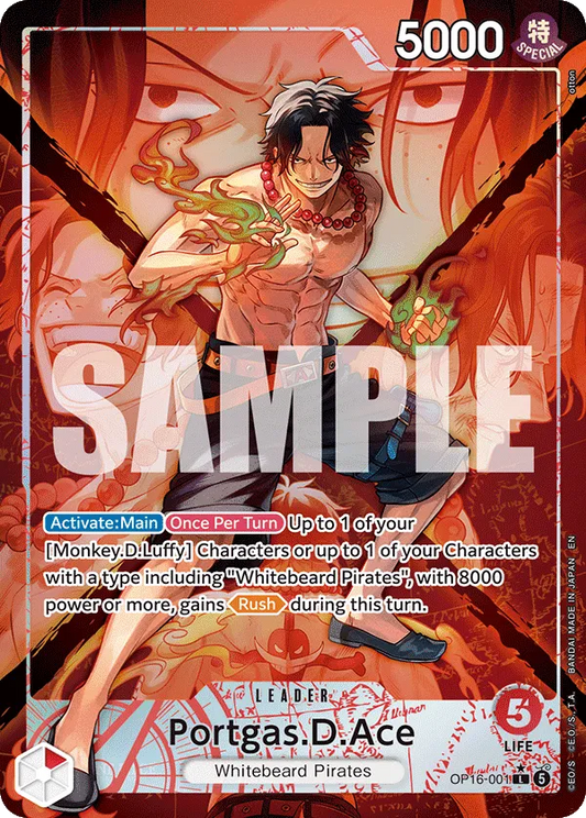 OP16-001 | L | LEADER Portgas.D.Ace (Alternate art)